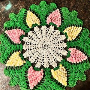 Vintage Colorful Crochet Doily with Floral Design